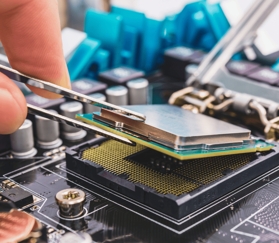 Computer repair, a hand with soldering-iron